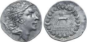 Kings of Pontos, Mithradates VI Eupator AR Tetradrachm. Pergamon, dated Bithyno Pontic Era 224 BE = December 74/3 BC. Diademed head to right / Stag gr...