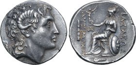 Bithynia, Kios AR Tetradrachm. In the name and types of Lysimachos of Thrace. Circa 280-250 BC. Diademed head of the deified Alexander to right, with ...