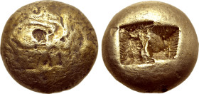 Ionia, uncertain mint EL Trite. Circa 650-600 BC. Lydo-Milesian standard. Plain type. Plain globular surface / Two incuse square punches. Weidauer 5; ...