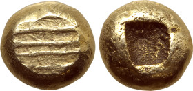 Ionia, uncertain mint EL 1/24 Stater. Circa 650-600 BC. Lydo-Milesian standard, Striated type. Flattened striated surface / Incuse square punch. Weida...