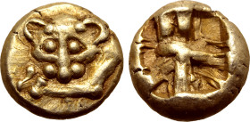 Ionia, uncertain mint EL Hemihekte. Circa 560 BC. Forepart of panther to left, head facing / Incuse punch with irregular surface. Aufhäuser 10, 1993, ...