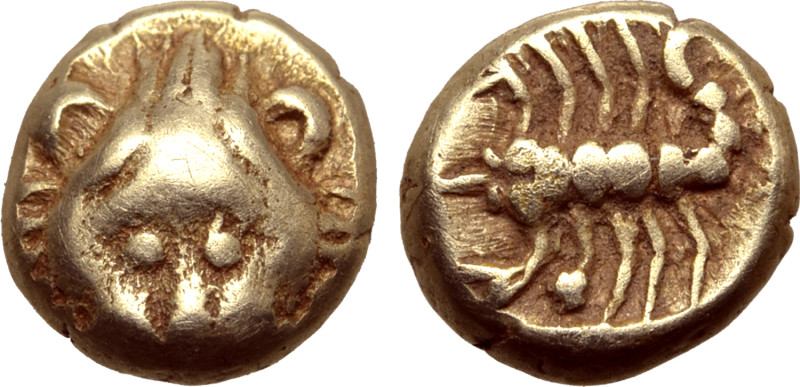 Ionia, Miletos EL 1/48 Stater. Circa 600-546 BC. Facing head of lion / Scorpion ...