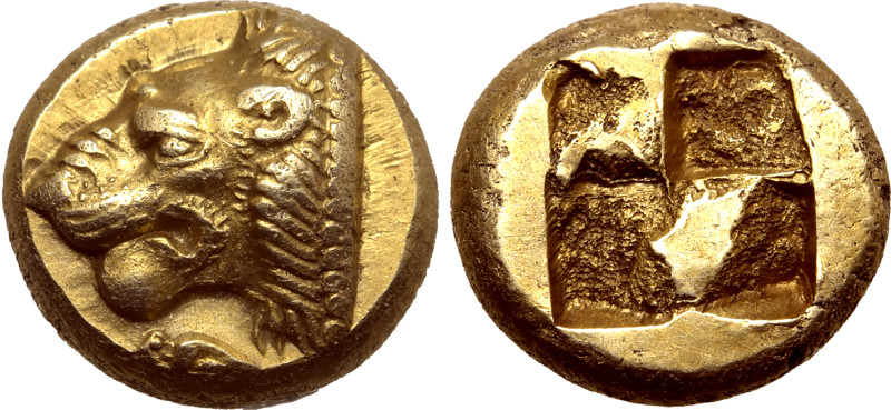 Ionia, Phokaia EL Hekte. Circa 478-387 BC. Head of lion to left; small seal to l...