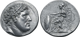 Kingdom of Pergamon, Eumenes I AR Tetradrachm. Struck in the name of Philetairos. Circa 263-241 BC. Laureate head of Philetairos to right / Athena sea...