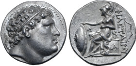 Kingdom of Pergamon, Eumenes I AR Tetradrachm. Struck in the name of Philetairos. Circa 263-241 BC. Laureate head of Philetairos to right / Athena sea...