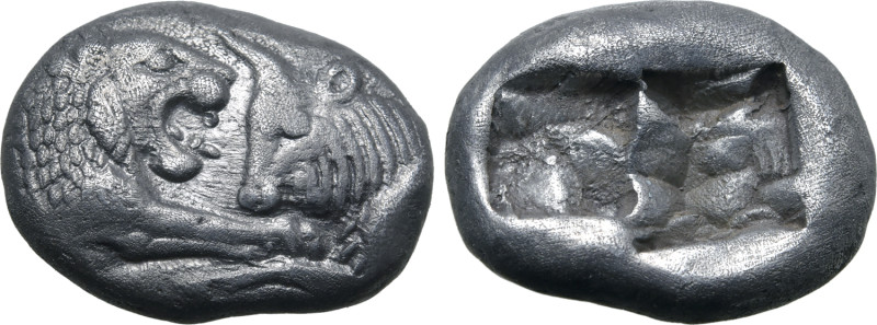 Kingdom of Lydia, Kroisos AR 1/3 Stater. Sardes, circa 561-546 BC. Confronted fo...