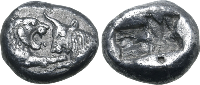 Kingdom of Lydia, Kroisos AR 1/3 Stater. Sardes, circa 561-546 BC. Confronted fo...