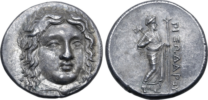 Satraps of Karia, Pixodaros AR Didrachm. Halikarnassos, circa 341-335 BC. Laurea...