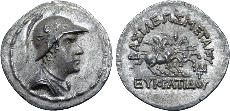 Greco-Baktrian Kingdom, Eukratides I Megas AR Tetradrachm. Circa 170-145 BC. Dia...