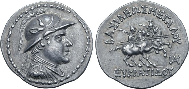 Greco-Baktrian Kingdom, Eukratides I Megas AR Tetradrachm. Circa 170-145 BC. Dia...