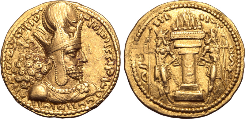 Sasanian Kingdom, Shapur I AV Dinar. Mint I ("Ctesiphon"), Phase Ib, circa AD 24...