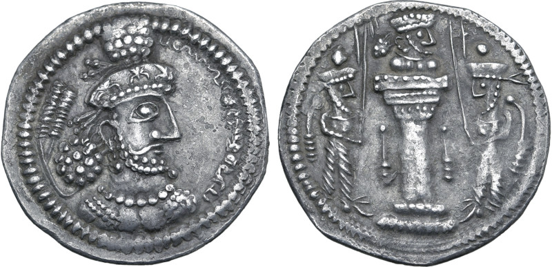 Sasanian Kingdom, Shapur III AR Drachm. Mint X, AD 383-388. Draped and crowned b...