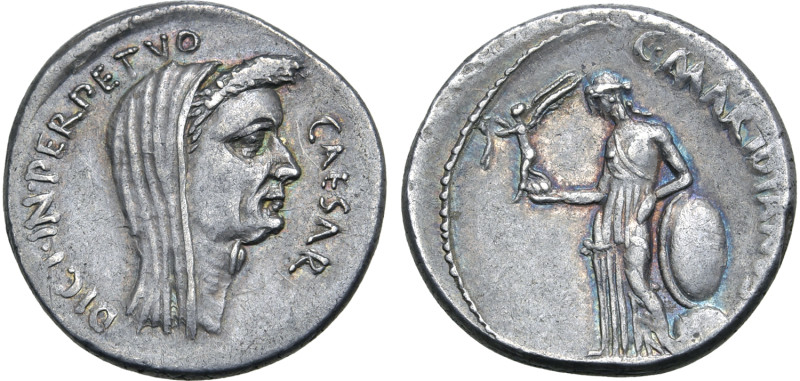 Julius Caesar AR Denarius. Rome, February-March 44 BC. Cossutius Maridianus, mon...