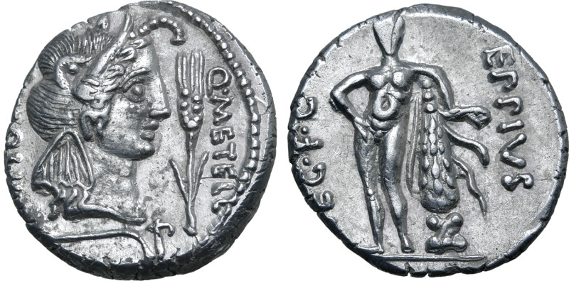 Q. Caecilius Metellus Pius Scipio AR Denarius. Military mint travelling with Sci...