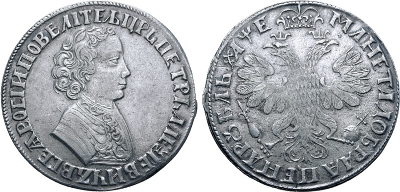 Russia, Tsardom. Peter I 'the Great' AR Rouble. Red mint, 1705. ЦРЬ ПЕТРЪ АЛЕѮIЕ...
