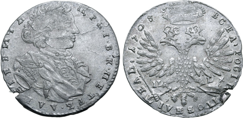 Russia, Tsardom. Peter I 'the Great' AR Tynf. Kadashevsky mint, 1708. Struck usi...