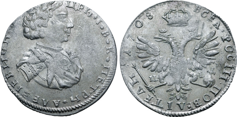 Russia, Tsardom. Peter I 'the Great' AR Tynf. Kadashevsky mint, 1708. Struck usi...