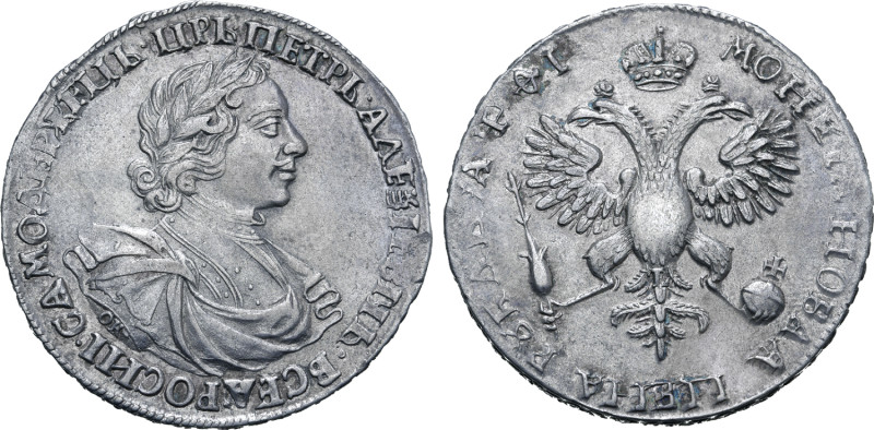 Russia, Tsardom. Peter I 'the Great' AR Rouble. Kadashevsky mint, 1719. • ЦРЬ • ...