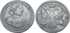 Russia, Tsardom. Peter I 'the Great' AR Poltina. Red mint, 1719. ЦРЬ • ПЕТРЬ • АЛЕѮIЕВIЧЬ • ВСЕѦ • POCИI • САМОДЕРЖЕЦЬ •, laureate, draped and cuirass...