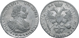 Russia, Empire. Peter I 'the Great' AR Rouble. Kadashevsky mint, 1721. ЦРЬ ПЕТРЬ АЛЕѮIЕВIЧЬ ВСЕѦ POCИI САМОДЕРЖЕЦЬ, laureate, draped and cuirassed bus...