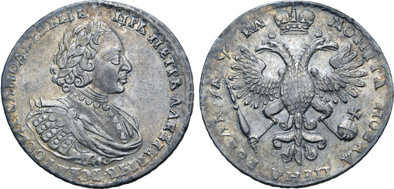 Russia, Empire. Peter I 'the Great' AR Rouble. Kadashevsky mint, 1721. ••• ЦРЬ •...
