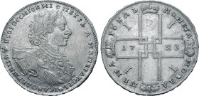 Russia, Empire. Peter I 'the Great' AR Rouble. Red mint, 1723. ✿ ПЕТРЬ • A • ИМПЕРАТОРЬ ✿ I САМОДЕРЖЕЦЬ ✿ ВСЕРОCСИIСКИI, laureate, draped and cuirasse...