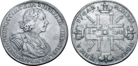 Russia, Empire. Peter I 'the Great' AR Rouble. St Petersburg mint, 1724. ★ ПЕТРЬ • I • ИМПЕРАТОРЬ • I САМОДЕРЖЕЦЬ • ВСЕРОССIИСКIИ, laureate, draped an...