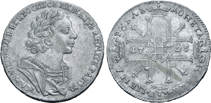 Russia, Empire. Peter I 'the Great' AR Rouble. Red mint, 1725. ПЕТРЬ A ИМПЕРАТОР...