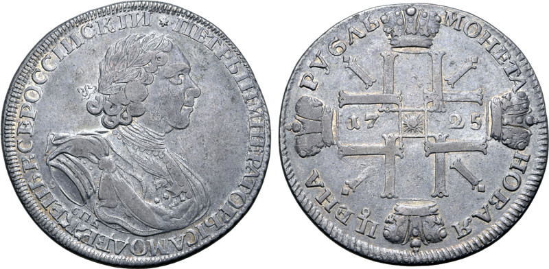 Russia, Empire. Peter I 'the Great' AR Rouble. St Petersburg mint, 1725. ★ ПЕТРЬ...