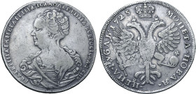 Russia, Empire. Catherine I AR Rouble. St Petersburg mint, 1725. ЕКАТЕРIНА • IМПЕРАТРIЦА • I САМОДЕРЖИЦА • ВСЕРОСIСКАЯ • СПБ, crowned and draped bust ...