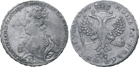Russia, Empire. Catherine I AR Rouble. Red mint, 1726. ЕКАТЕРIНА • IМПЕРАТРIЦА • I САМОДЕРЖИЦА • ВСЕРОСIСКАЯ, crowned and draped bust to left / • МОНЕ...