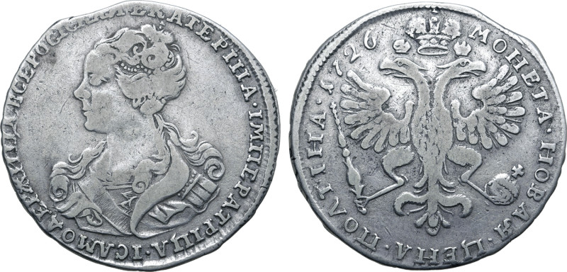 Russia, Empire. Catherine I AR Poltina. Red mint, 1726. ЕКАТЕРIНА • IМПЕРАТРIЦА ...