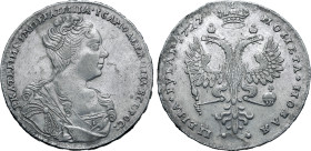 Russia, Empire. Catherine I AR Rouble. Red mint, 1727. ЕКАТЕРIНА • IМПЕРАТРIЦА • I САМОДЕРЖИЦА • ВСЕРОС :, crowned and draped bust to right / МОНЕТА ✿...
