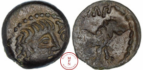 Rèmes / Carnutes, Bronze AOIIDIACI / A.HIR.IMP au lion, 45-30 Avant J.-C., Av. AOIIDIACI, Buste à droite, Rv. A.HIR.IMP, Lion à droite, Bronze, TTB, 2...