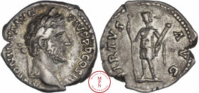 Antonin le Pieux (138-161), Denier, 140-143, Rome, Av. ANTONINVS AVG PIVS P P COS III, Tête laurée à droite, Rv. VIRTVS AVG, Virtus debout à gauche, t...