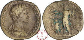 Commode (180-192), Caesar, Sesterce, 166-177, Rome Av. L AVREL COMMODO CAES AVG FIL GERM SARM, Buste drapé et cuirassé à droite, Rv. IOVI CONSERVATORI...