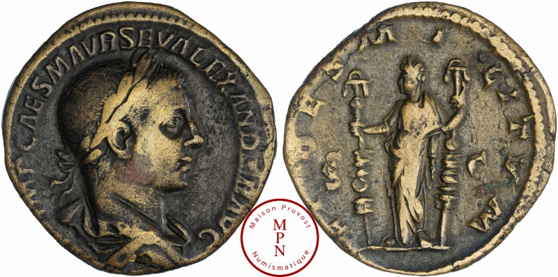 Alexandre Sévère (222-235), Sesterce, 225, Rome, Av. IMP CAES M AVR SEV ALEXANDE...