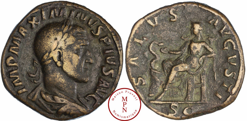Maximinus Ier (235-238), Sesterce, Rome, Av. IMP MAXIMINVS PIVS AVG, Buste lauré...