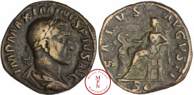 Maximinus Ier (235-238), Sesterce, Rome, Av. IMP MAXIMINVS PIVS AVG, Buste lauré, drapé et cuirassé à droite, vu de trois-quarts en arrière, Rv. SALVS...