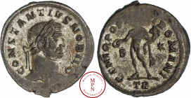 Constantius I (293-305) Follis, 298-299, Trêves, Av. CONSTANTIVS NOBIL C, Tête laurée à droite, Rv. GENIO POPVLI ROMANI, Le Génie du peuple romain, de...