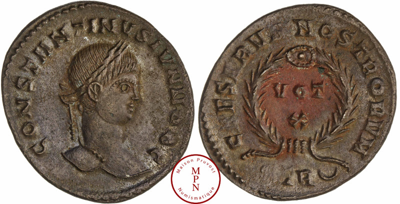 Constantin II (317-340), Nummus, 323-324, Trèves, Av. CONSTANTINVS IVN NOB C, Tê...