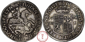 Mansfeld-Eisleben, Johann-Georg, 1/3 Thaler, 1671, Eisleben, Av. (ancre) IOHAN. GEORG. COM. IN. MANSFELT. NOB, Saint-Georges terrassant le dragon, Rv....