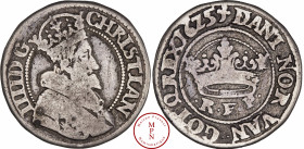Christian IV (1588-1648), Demi-Couronne, 1625, Copenhague, Av. CHRISTIAN IIII D G, Buste couronné à droite, Rv. + DANI NOR VAN. GOT Q R REX 1625, Cour...