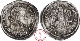 Philippe III, Roi d'Espagne, de Sicile et de Naples (1598-1621), Messine, 4 Tari, 1611, Messine, DC, Av. + * PHILIP * / * III * D * G *, Buste fraisé ...