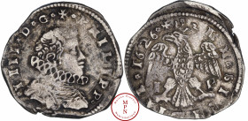 Philippe IV, Roi d'Espagne et des Deux-Siciles, Messine, 4 Tari, 1626, Messine, Av. + * PHILIPP * / * IIII * D * G *, Buste fraisé et cuirassé à droit...