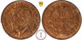 Victor-Emmanuel II (1861-1878), 10 Centesimi, 1863, Rome, Av. VITTORIO EMANUEL II RE D'ITALIA, Tête nue à gauche, Rv. Dans une couronne se terminant p...