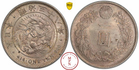 Meiji (1867-1912), 1 Yen, (1905), M38, Av. ONE YEN, Dragon, Rv. Couronne se terminant par un lotus impérial, 5.031.096 ex., Argent, SUP, PCGS Genuine ...