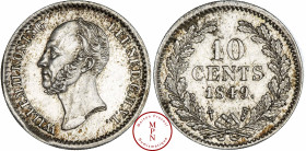 Guillaume II (1840-1849), 10 Cents, 1849 Av. WILLEM II KONING DER NED. G. H. V. L., Tête nue à gauche, Rv. Dans une couronne : 10 CENTS. 1849., 4.050....