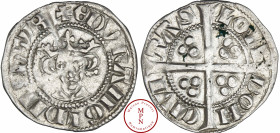 Edward I (1272-1307), Penny, Londres, Variété inédite EDV, Av. + EDVR ANGL DNS hYB, Buste couronné de face, Rv. LONDON CIVI TAS, Croix cantonnée de tr...