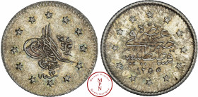 Empire Ottoman, Abdul Mecid (1839-1861), 2 Kurush, AH 1255/12, Constantinople, 685.000 ex., Argent, SPL, 1.22 g, 15 mm, KM 672, Petite monnaie d'argen...